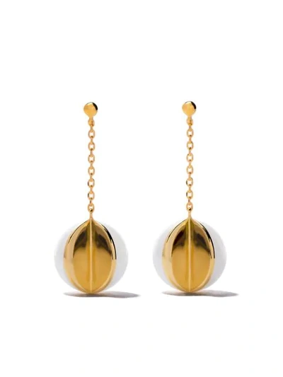 Tasaki 18kt Yellow Gold Wedge M/g  Freshwater Pearl Earrings