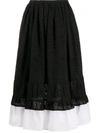 N°21 Two-tone Embroidered Mid Skirt In Black