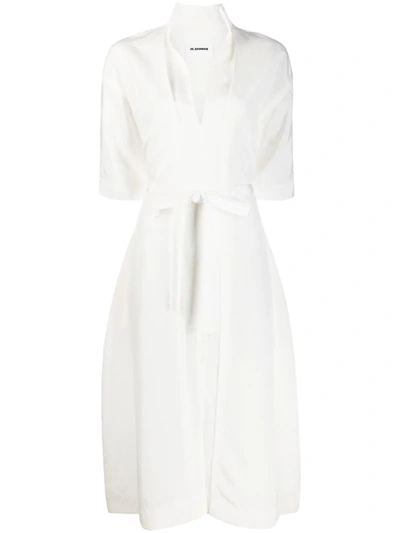 Jil Sander Tie-waist Dress In White