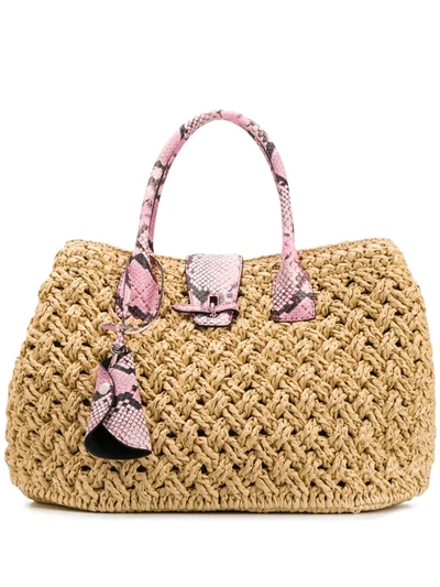 Ermanno Scervino Woven Straw Handbag In Neutrals