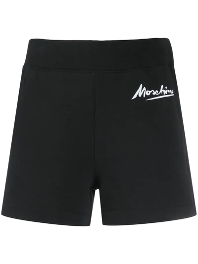 Moschino Logo Signature Running Shorts In Black