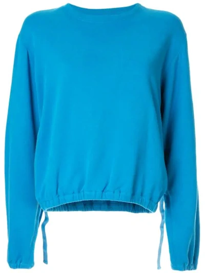 Helmut Lang Strap-detailed French Cotton-terry Sweatshirt In Blue
