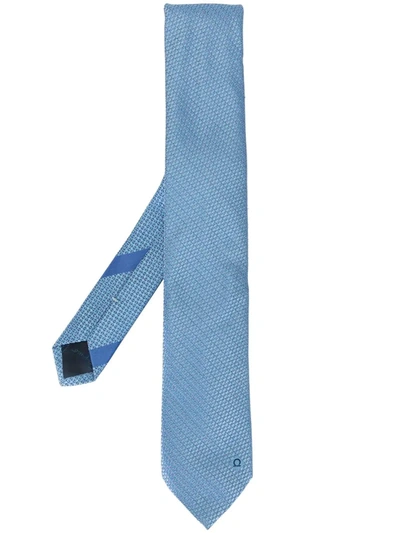Ferragamo Woven-effect Tie In Blue