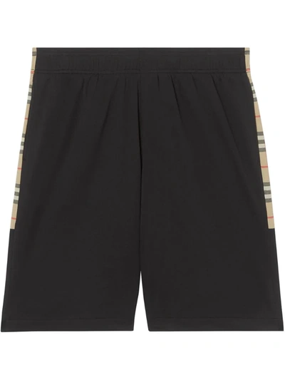 Burberry Vintage Check Trim Track Shorts In Black