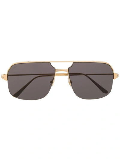 Cartier Ct0306s Navigator Sunglasses In Gold