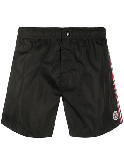 Moncler Black Logo-patch Swim Shorts Man