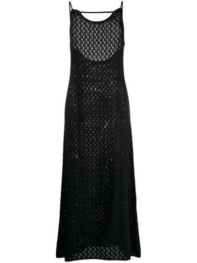 Jil Sander Crochet Open Knit Dress In Black