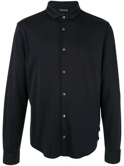 Emporio Armani Plain Lightweight Shirt In Blue