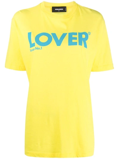 Dsquared2 Lover印花t恤 In Yellow