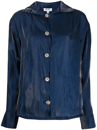 Kenzo Fluid Creased Buttoned Shirt In Blue