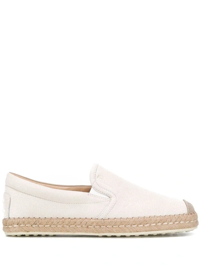 Tod's Leather Slip-on Espadrilles In Neutrals