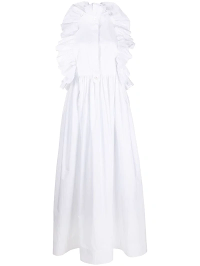 Valentino Ruffled Maxi Shirt Dress In White