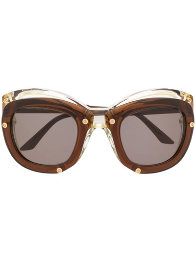 Kuboraum W1 Double Layered Mask Sunglasses In Brown