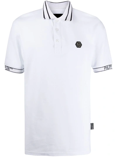 Philipp Plein Logo Plaque Polo Shirt In White