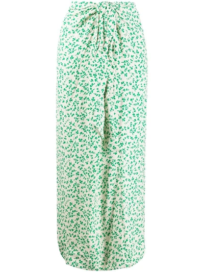 Ganni Long Floral Print Skirt In Neutrals