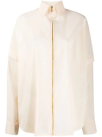 Atu Body Couture Oversized Zipped Jacket In Neutrals