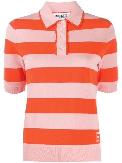 Essentiel Antwerp Striped Polo Shirt In Orange