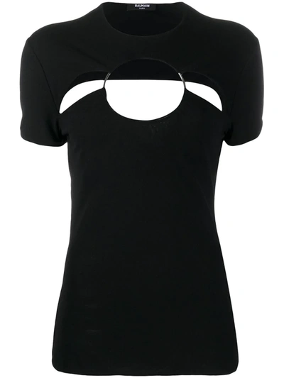 Balmain Cut-out T-shirt In Black
