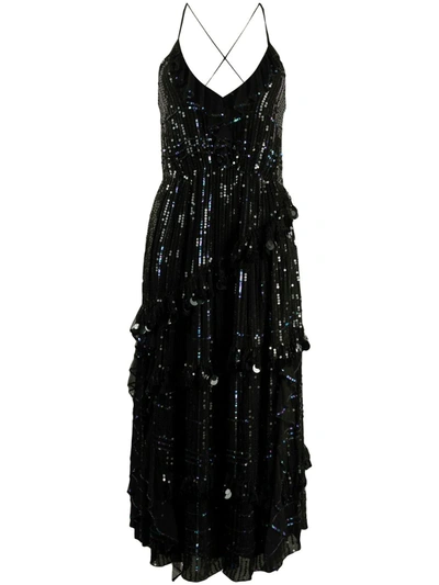 Temperley London Sequin V-neck Dress In Blue