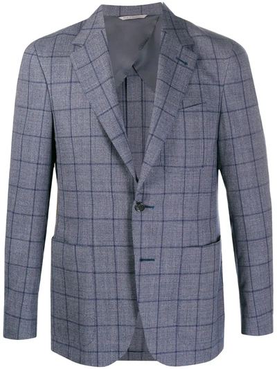 Canali Single Breasted Checked Print Blazer In Blue