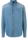Emporio Armani Basic Denim Shirt In Blue