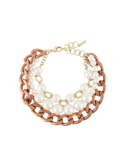 Junya Watanabe Pearl Chain Layered Necklace In White