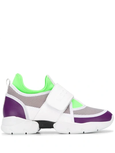 Msgm Mesh Panel Central Strap Trainers In White