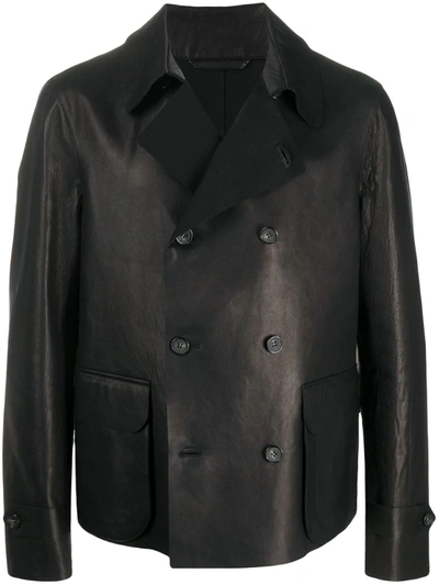 Giorgio Armani 双排扣合身西装夹克 In Black