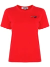 Comme Des Garçons Play Logo Embroidered Crew Neck T-shirt In Red
