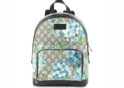 Pre-owned Gucci  Backpack Gg Supreme Blooms Small Blue