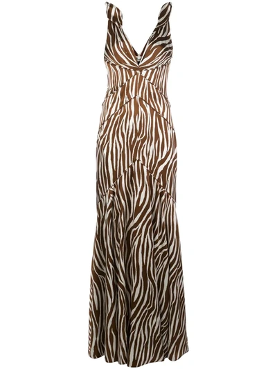 Diane Von Furstenberg Scarlette Zebra Print Gown In Malton Ivory