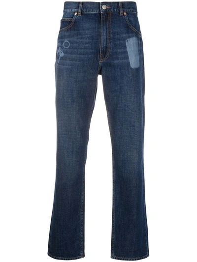 Martine Rose Burnout-effect Jeans In Blue