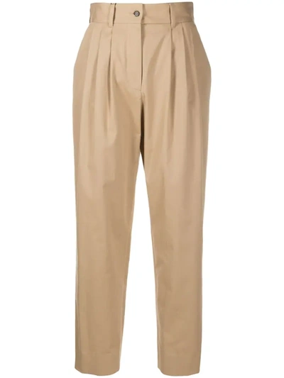 Dolce & Gabbana High-waisted Chino Trousers In Brown