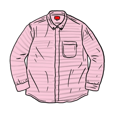 Pre-owned Supreme  Jacquard Logos Denim Shirt Pink