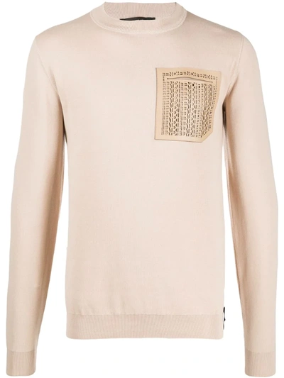 Fendi Cut-out Logo Pocket Jumper In Neutrals