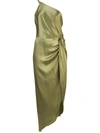 Michelle Mason Twist Knot Asymmetric Dress In Green