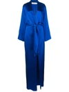 Michelle Mason Kimono Tie Gown In Blue