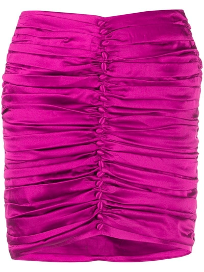 Retroféte Ruched Button Skirt In Pink