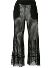 Miharayasuhiro Flared Mesh Trousers In Black
