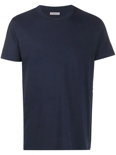 Moncler Side Logo Embroidered T-shirt In Blue