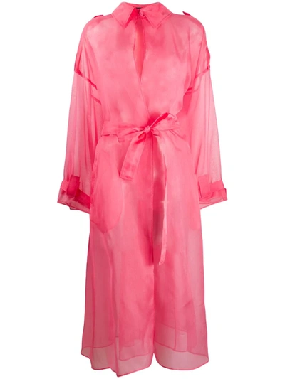 Dolce & Gabbana Organza Tie Fastening Sheer Coat In Pink