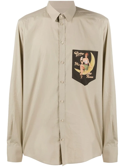 Dolce & Gabbana Bring Me To The Moon Print Shirt In Neutrals