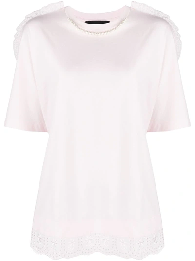 Simone Rocha Broderie Trim T-shirt In Pink