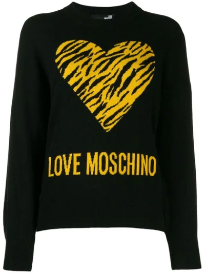 Love Moschino Intarsia-knit Jumper In Black