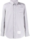 Thom Browne Striped Poplin Shirt In Grey