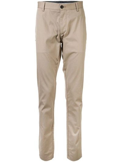 Emporio Armani Plain Straight Tailored Trousers In Brown