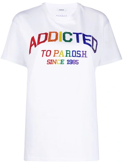 P.a.r.o.s.h Crew Neck Crystal-embellished T-shirt In White