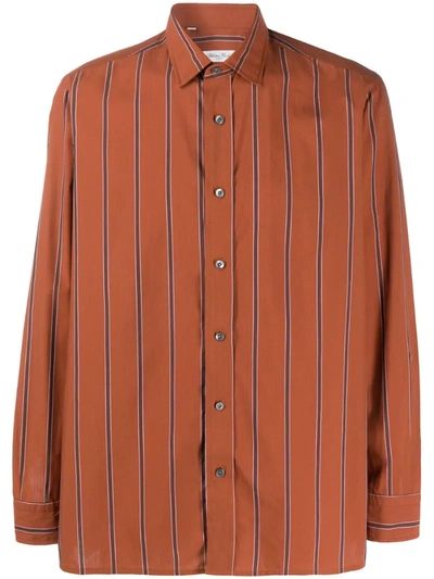 Salvatore Piccolo Striped Longsleeved Shirt In Brown