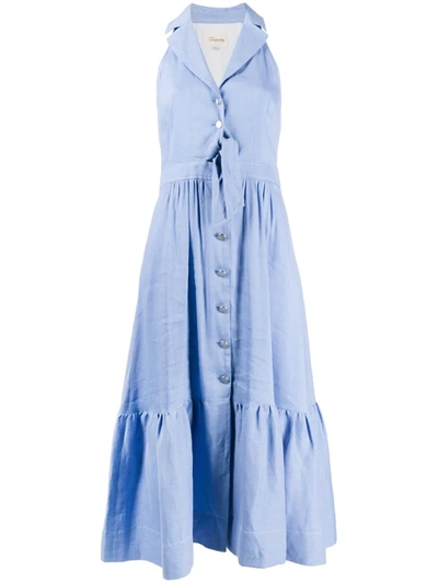 Temperley London Button-down Sleeveless Chambray Shirtdress In Blue