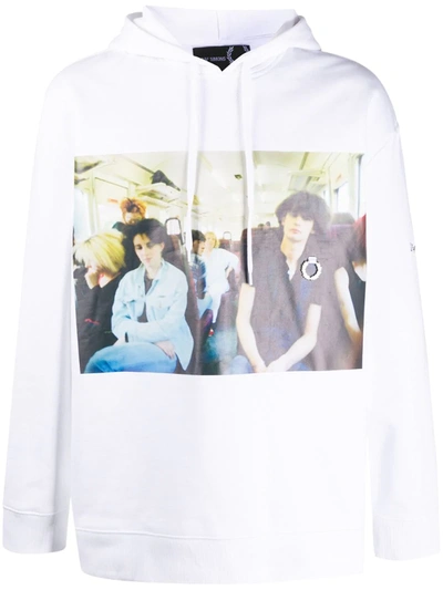 Fred Perry Photographic Print Hoodie In White